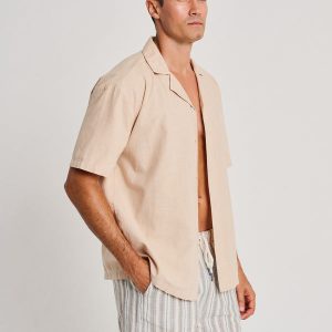 Linen-Blend Beach Shirt
