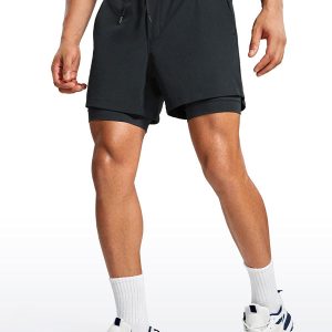 Feathery-Fit 2 in 1 Athletic Shorts 5''- with Pockets & Long Liner