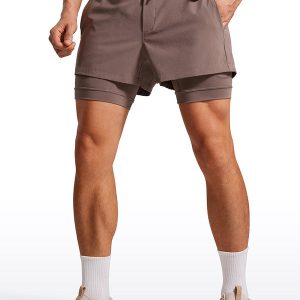 Feathery-Fit 2 in 1 Athletic Shorts 3.5''- with Pockets & Long Liner