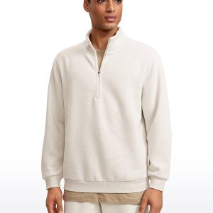 Fleece Lined Half Zip Sweatshirts Mock Neck